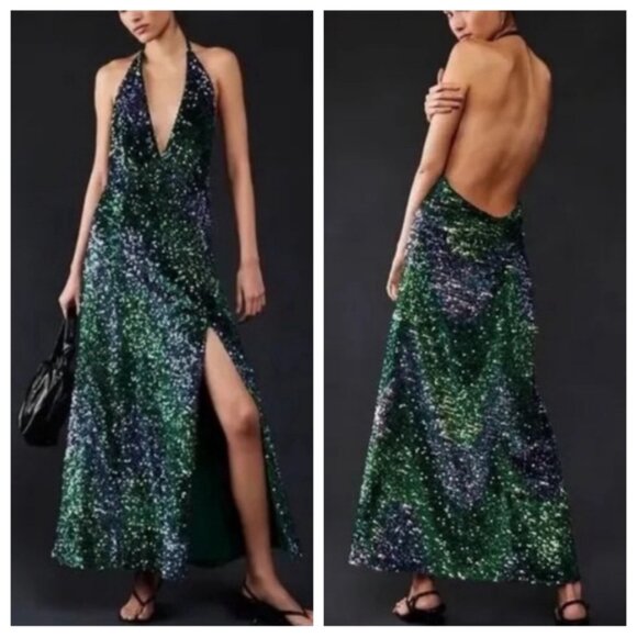 Free People Dresses & Skirts - Free People Glitter & Gold Sequin Midi Dress, NWOT, M